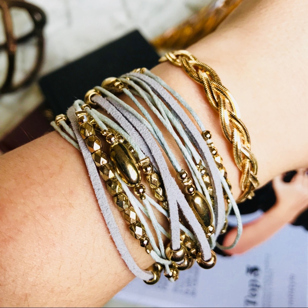 Gold/Gray Stacking Bracelet Bundle